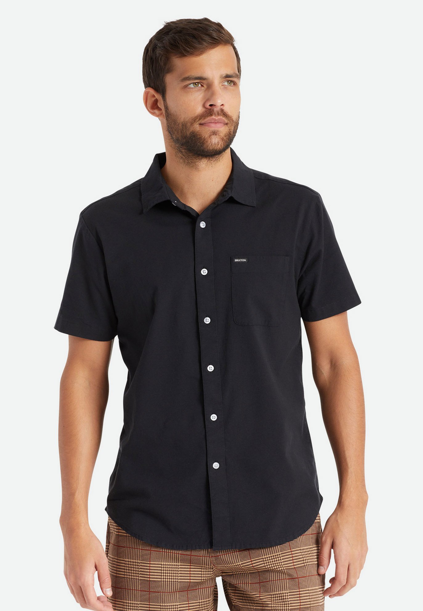 Brixton CHARTER S/S WVN - Camisa - black/negro Zalando.es