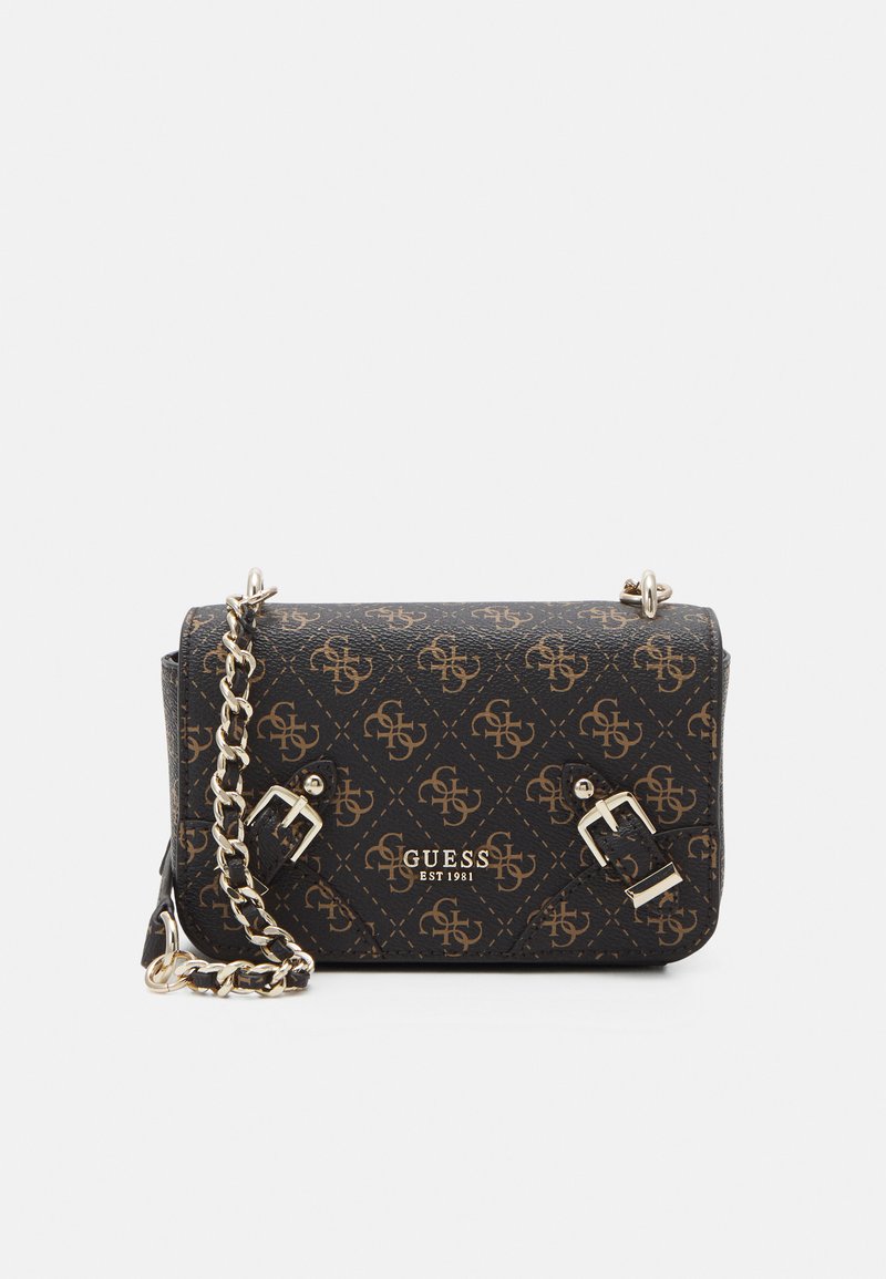Guess MINI CROSSBODY FLAP Across body bag brown logo/brown Zalando.co.uk