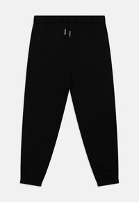 Pantaloni sportivi neri realizzati in tessuto morbido, con vita elasticizzata e coulisse, tasche laterali e polsini aderenti.