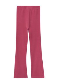 Geribbelde, uitlopende leggings in effen roze met een elastische tailleband. Glad textuur en aansluitende pasvorm, geschikt voor casual wear.