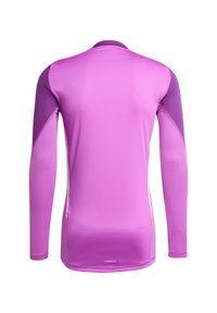 Lange mouwen sportshirt in licht paars met donkerder paarse accenten op de schouders, gemaakt van gladde, vochtafvoerende stof, met een aansluitend ontwerp.