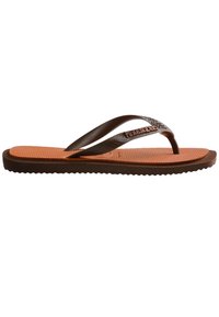 TOP SQUARE FUSION - Sandale s remenom u obliku slova T - dark brown