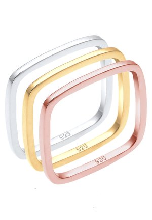 3 SET TRI-COLOR STATEMENT VIERECKS - Ring - silberfarben