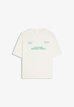 Bershka, RELAXED FIT PRINT T-SHIRT - T-shirt imprimé - white