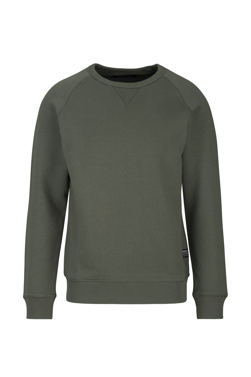 Dunkelgrüner Sweatshirt aus Baumwollmischung. Mit Rundhalsausschnitt, Rippbündchen und passgenauem Saum. Schlichtes Design ohne sichtbare Muster.