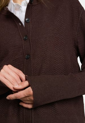 TOM TAILOR, KNIT ZIGZAG STRUCTURED CARDIGAN - Cardigan - java dark brown melange