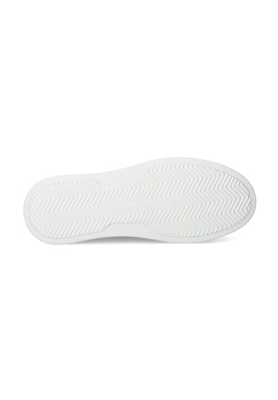 Biała gumowa podeszwa z zygzakowatym wzorem, teksturowana powierzchnia oraz wytłoczone logo "Philippe Model". Elegancki, minimalistyczny design.