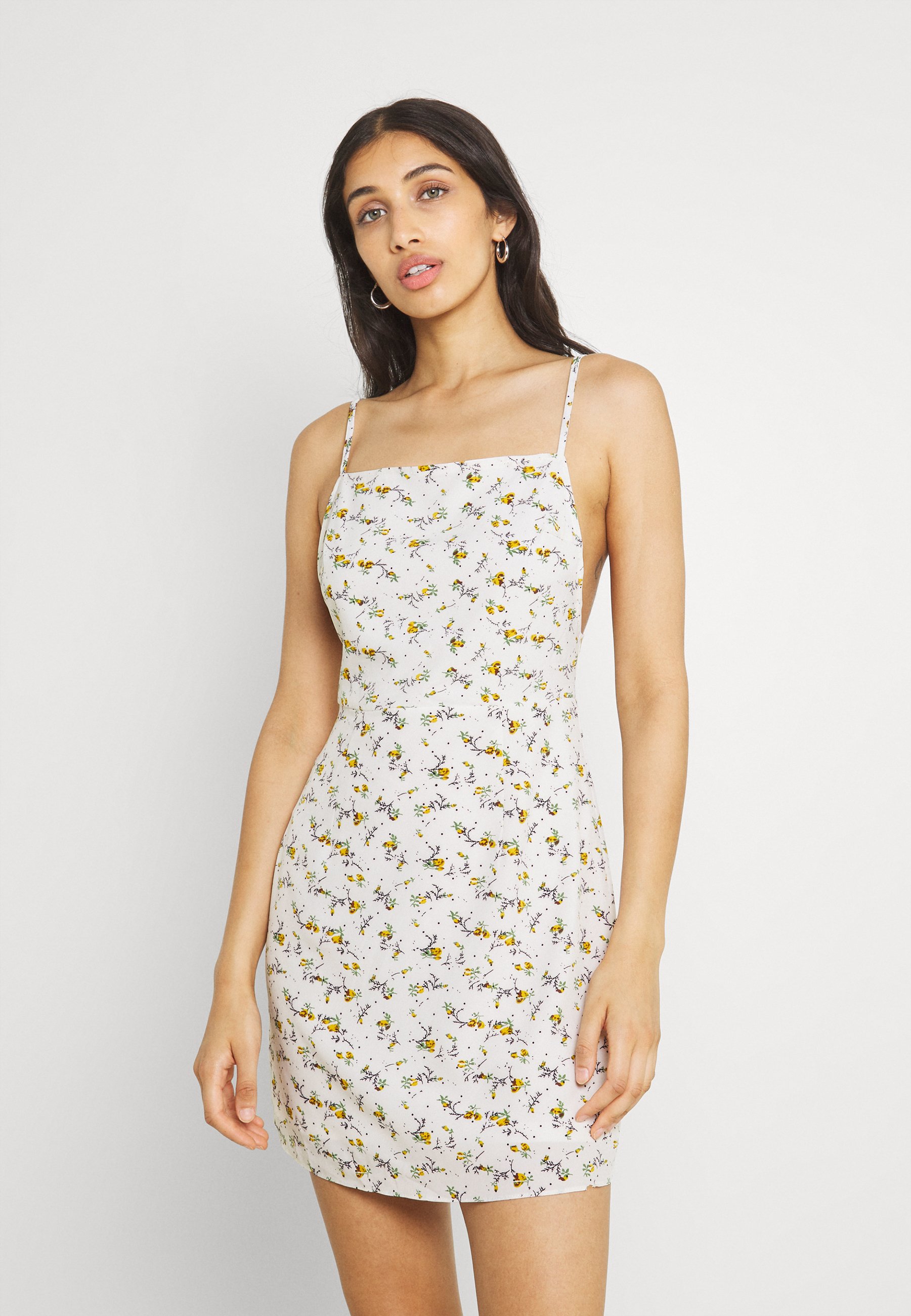 Missguided FLORAL STRAPPY CAMI DRESS - Freizeitkleid - white/weiß