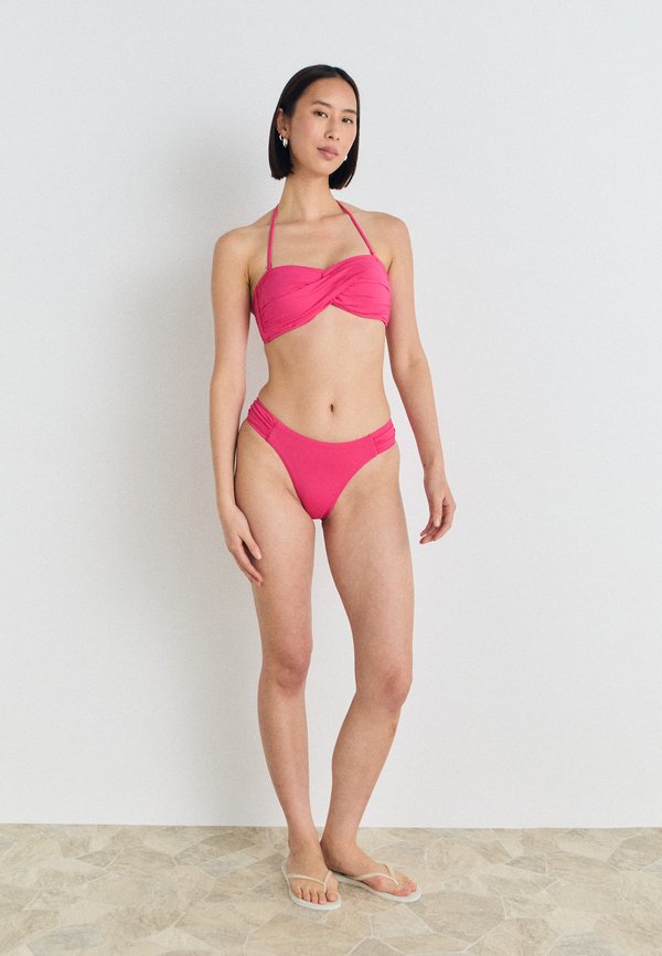 COLLECTIVE HIGH LEG RUCHED SIDE - Bikini bottoms - raspberry2