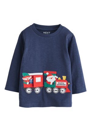 REGULAR FIT - CHRISTMAS - Top s dlhým rukávom - navy santa train appliqué