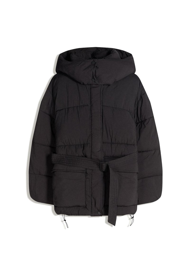 Bershka Wintermantel zwart Bershka Wintermantel zwart