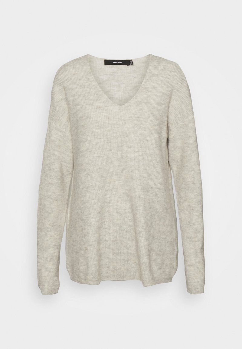 Damen Strickjacken | Vero Moda Tall VMCREWLEFILE V NECK Strickpullover light grey melange/hellgrau - NC81118 Damen Strickjacken | Vero Moda Tall VMCREWLEFILE V NECK Strickpullover light grey melange/hellgrau - NC81118