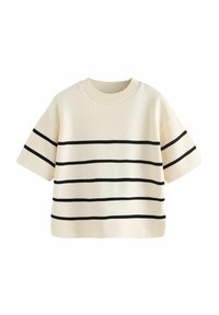 SOFT TOUCH HEAVYWEIGHT COSY STRIPED - Triko s potiskem - ecru navy