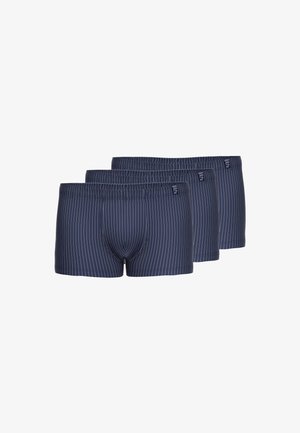 Herren Boxershorts in Marineblau mit weißen Streifen, ausgestattet mit einem elastischen Bund und weichem, dehnbarem Stoff für Komfort. Im Drei-Pack.
