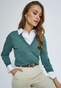 Minus MIMILLA 3/4 SLEEVE KNIT PULLOVER - Pulover - sea mist melange