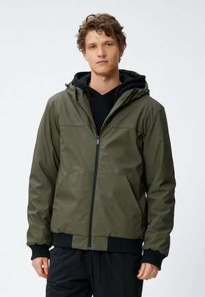 HOODED ZIPPER DETAIL - Imitatieleren jas - green