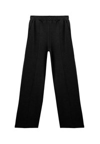 Pantalons larges noirs en tissu doux, avec une taille élastique et des poches latérales. Design simple avec des lignes épurées et sans embellissements.