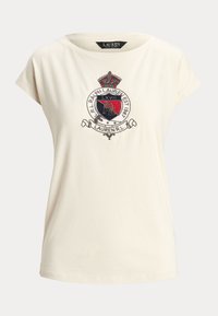 BEADED CREST COTTON JERSEY TEE - T-shirt con stampa - mascarpone cream