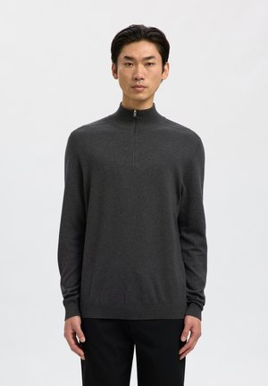 Selected, SLHBERG HALF ZIP - Jersey de punto - antracit/melange