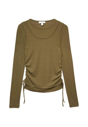 Marks & Spencer, DOUBLE LAYER RUCHED SIDE TOP. - Langærmet T-shirt - dark olive
