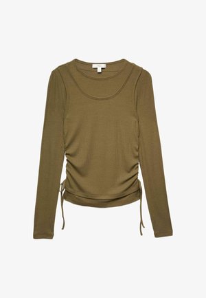 Marks & Spencer, DOUBLE LAYER RUCHED SIDE TOP. - Langærmet T-shirt - dark olive