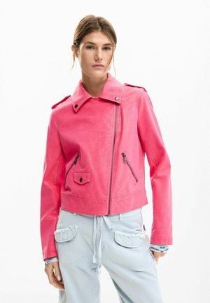 BIKER WITH EFFECT - Műbőr dzseki - pink
