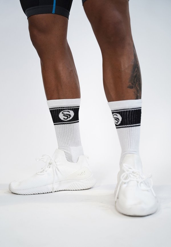 6 PAAR RETRO DESIGN FROTTEESOHLE - Socken - schwarz   weiss