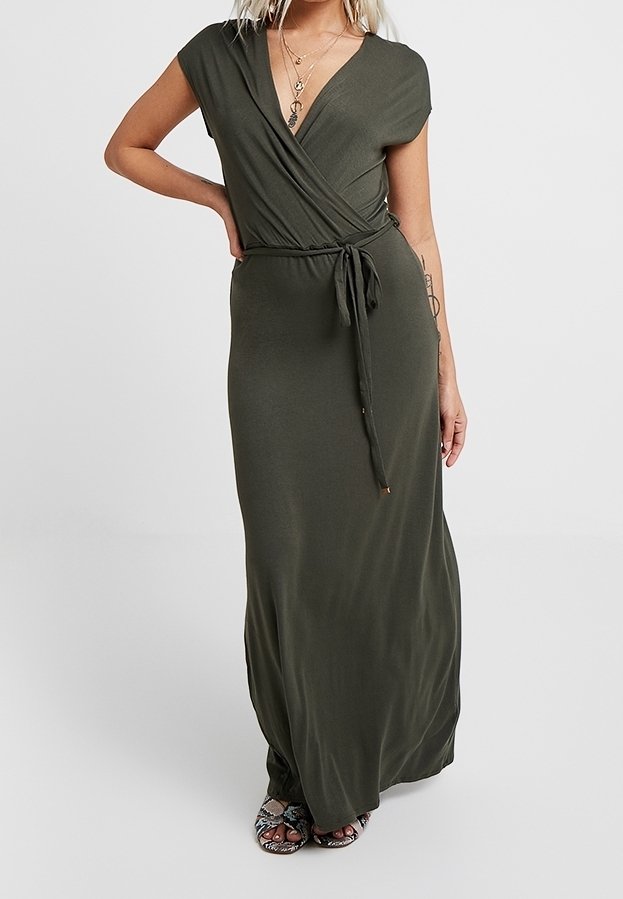listicle maxi dress Crinkle Cotton Plunge Neck Maxi Dress