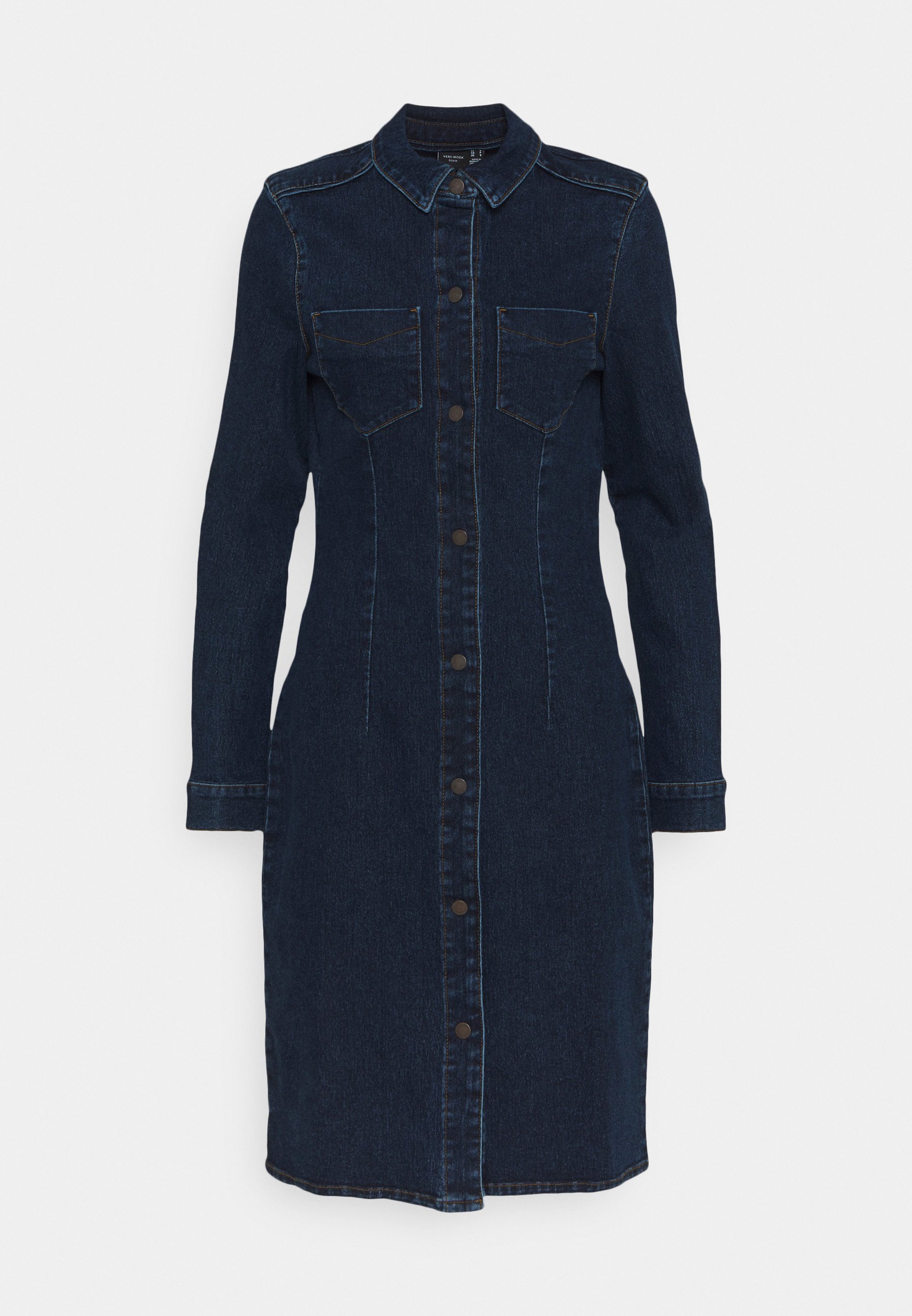 Robe Salopette En Jean Bleu Foncé Pour Femmes - Style Décontracté Mini-jupe - Taille 2XL