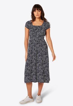 Apricot BRUSH SPOT MILKMAID MIDI - Vapaa-ajan mekko - navy