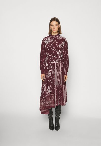 Erdem LONG SLEEVE ASYMETRICAL DRESS WITH TIERED HEM - Maxikleid - burgundy