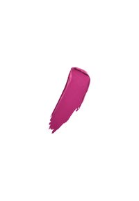 Échantillon de rouge à lèvres fuchsia, texture lisse, finition mate, avec un embout légèrement courbé et une extrémité effilée se prolongeant en une pointe.