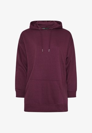 Burgundin värinen huppari, jossa on naruhaalari, etutasku ja pitkät hihat. Valmistettu pehmeästä kankaasta, joka on rento istuvuus ja ribbauskärjet.
