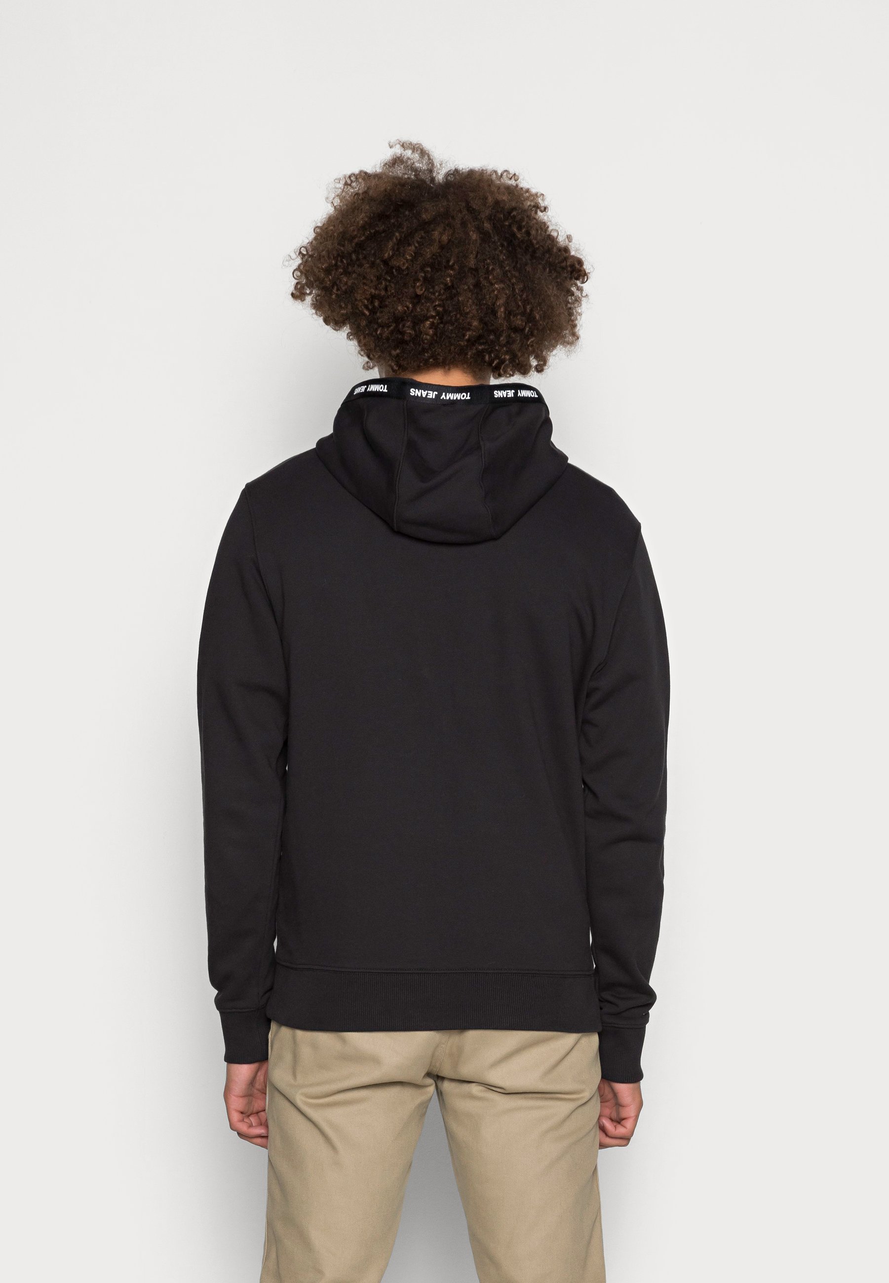 branded black hoodie