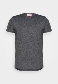 Grijze katoenen T-shirt met korte mouwen, ronde hals en een subtiele logodetail. Heeft een gladde textuur en een rechte zoom.