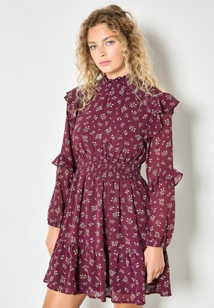 RUFFLED VINTAGE DISTY - Freizeitkleid - burgundy