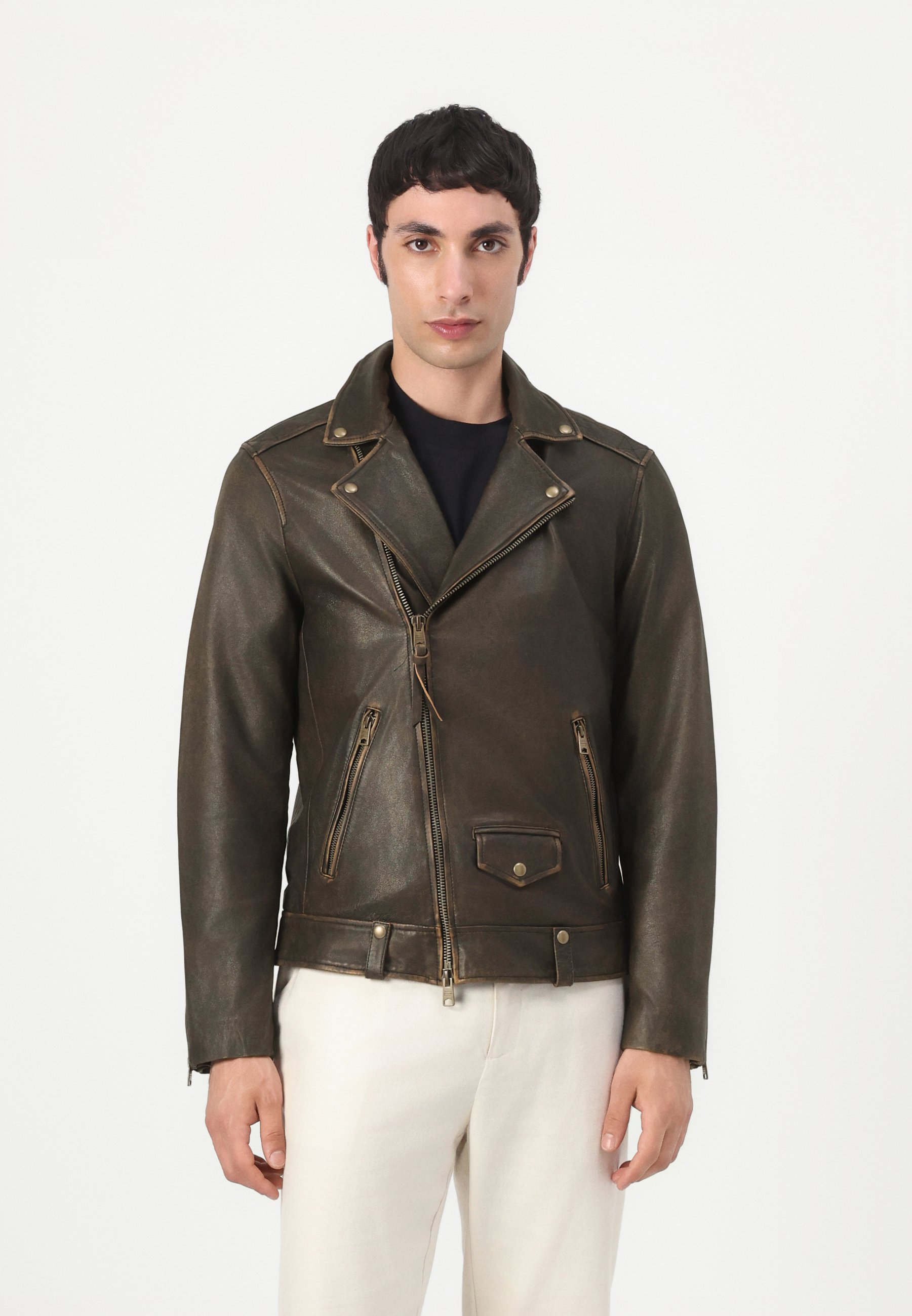 AllSaints EXCLUSIVE MILO BIKER - Leather jacket - vintage black