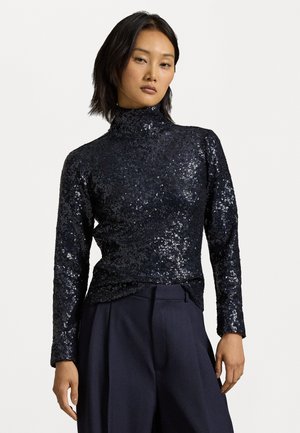 SEQUINED TURTLENECK - T-shirt à manches longues - deep navy