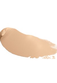 Liquid foundation swatch in a creamy beige tone. Smooth, matte texture with a slight sheen, applied in a thick, curved line.