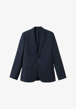 Sako tamnoplave boje mornarskog stila, krojen s urezanim reverima, dva prednja džepa i dva gumba sprijeda. Glatka tkanina s usklađenim pristajanjem.