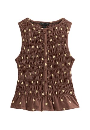New Look Curves, SPOT PRINT BUTTON FRONT - Top - brown pattern