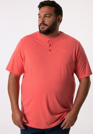 HENLEY HALBARM RUNDHALS - T-Shirt basic - coral