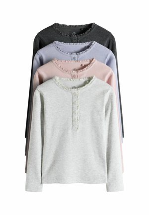 THE SET, LONG SLEEVE LACE TRIM RIB JERSEY HENLEY T-SHIRTS 4 PACK - Long-sleeved top - pink blue grey marl grey