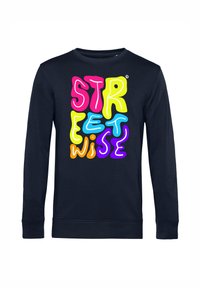 Námořnická mikina z bavlněné směsi s barevným grafickým textem "STREETWISE" ve stylu bublin na přední straně. Dlouhé rukávy a kruhový výstřih.
