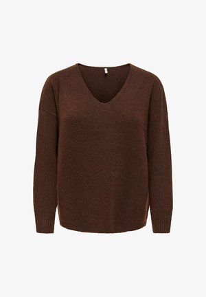 ONLY, ONLRICA LIFE L/S V-NECK PULLO KNT NOOS - Trui - coffee bean
