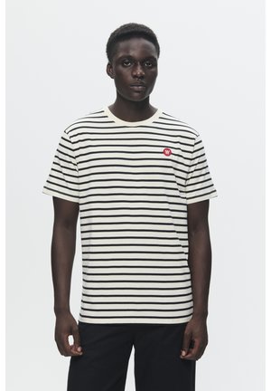 ACE BADGE - Basic T-shirt - off white/black stripes