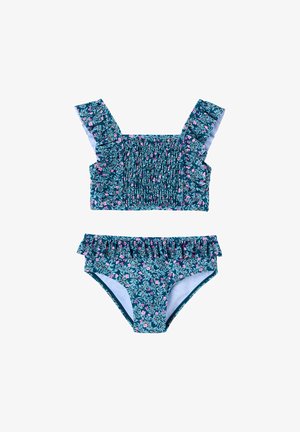 Vertbaudet, VERTBAUDET BIKINI MIT VOLANTS UND BLÜMCHEN MÄDCHEN - Bikini - smaragdgrün