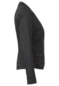 Svart kavaj i slätt tyg, med en knappslutning, snedskurna slag och två framfickor. Skräddarsydd passform, långa ärmar.