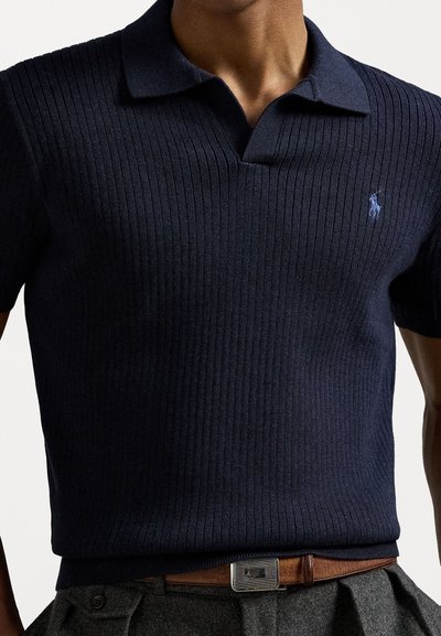 Polo Ralph Lauren RIB-KNIT COTTON SHORT-SLEEVE SWEATER - Polo krekls - navy heather