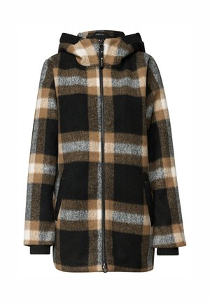 Street One, KARIERTER MANTEL MIT KAPUZE UND RIPPDETAILS - Manteau court - black
